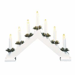 Bílý dřevěný svítící svícen Markslöjd Ola, výška 30 cm