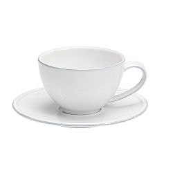 Bílý kameninový šálek na čaj s podšálkem Costa Nova Friso, 260 ml