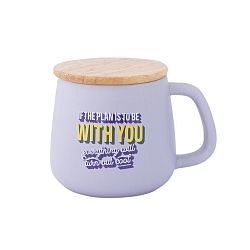 Bílý keramický hrneček s dřevěným víčkem Mr. Wonderful Plans with You