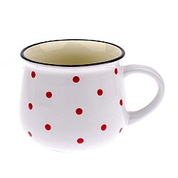 Bílý keramický hrnek s červenými puntíky Dakls Happy Time, 770 ml