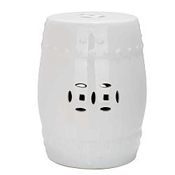 Bílý keramický stolek vhodný do exteriéru Safavieh Mali, ø 33 cm