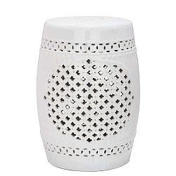 Bílý keramický stolek vhodný do exteriéru Safavieh Marbella, ø 33 cm