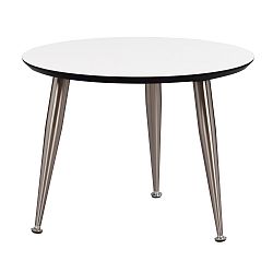Bílý konferenční stolek s nohami ve stříbrné barvě Folke Strike, výška 47 cm x ∅ 56 cm