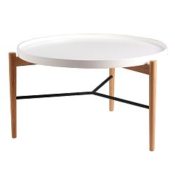 Bílý konferenční stolek s přírodní konstrukcí sømcasa Eric