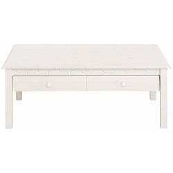 Bílý konferenční stolek se zásuvkou z masivního borovicového dřeva Støraa Lando