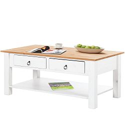 Bílý konferenční stolek z borovicového dřeva s přírodní deskou Støraa Inga