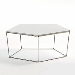 Bílý konferenční stolek ze dřeva Thai Natura, ⌀ 95 cm