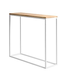 Bílý konzolový stolek s dubovou deskou Custom Form Julita