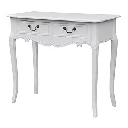 Bílý konzolový stolek z topolového dřeva se 2 zásuvkami Livin Hill Rimini