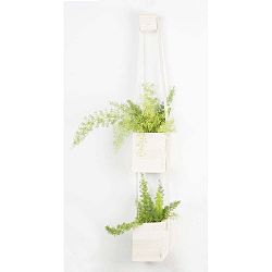 Bílý květináč z jedlového dřeva Surdic Colgante Duo