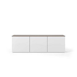 Bílý matný televizní stolek se světle hnědou deskou TemaHome Join, 180 x 57 cm