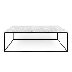 Bílý mramorový konferenční stolek s černými nohami TemaHome Gleam, 120 cm