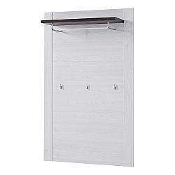 Bílý nástěnný věšák na kabáty s detaily v dekoru tmavě lakovaného dubového dřeva Germania Havanna