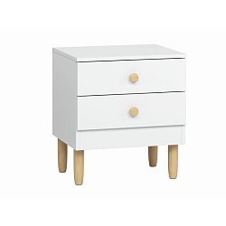 Bílý noční stolek s nohami z borovicového dřeva Vox Boca