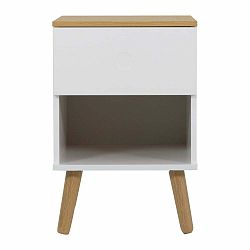 Bílý noční stolek s nohami z dubového dřeva Tenzo Dot