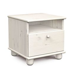 Bílý noční stolek z borovicového dřeva Faktum Tomi