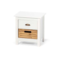 Bílý noční stolek z borovicového dřeva s 2 šuplíky loomi.design Ibiza