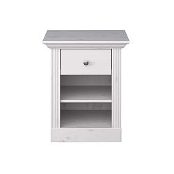 Bílý noční stolek z borovicového dřeva s bílou deskou Steens Monaco