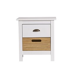 Bílý noční stolek z masivního borovicového dřeva se 2 zásuvkami Marckeric Ibiza