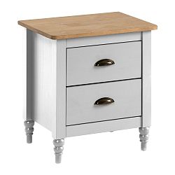 Bílý noční stolek z masivního borovicového dřeva se 2 zásuvkami Marckeric Joyce