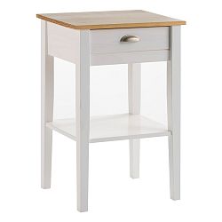 Bílý noční stolek z masivního borovicového dřeva se zásuvkou Marckeric Jade