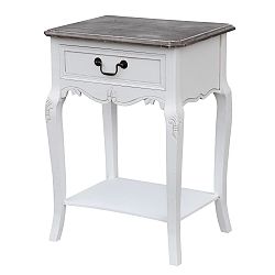 Bílý noční stolek z topolového dřeva s přírodními detaily Livin Hill Rimini