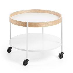 Bílý odkládací stolek na kolečkách La Forma Alban, Ø 60 cm