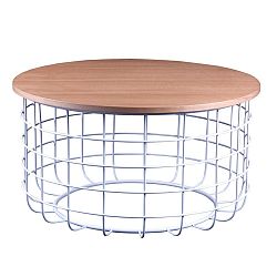 Bílý odkládací stolek s deskou v dekoru dubového dřeva sømcasa Celso