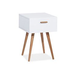 Bílý odkládací stolek s úložným prostorem Signal Milan, 42 x 40 cm