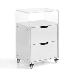 Bílý odkládací stolek se 2 zásuvkami Tomasucci Kristal