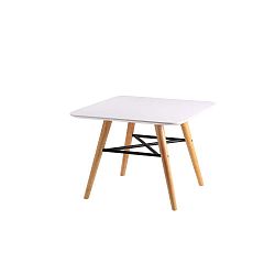 Bílý odkládací stolek se světle hnědým podnožím sømcasa Andy