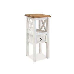 Bílý odkládací stolek z borovicového dřeva Signal Poprad