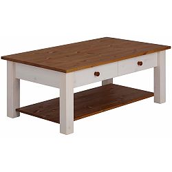 Bílý odkládací stolek z masivního borovicového dřeva s hnědými deskami Støraa Yvonne