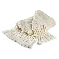 Bílý pléd s příměsí bavlny Damai Vancouver, 130 x 170 cm