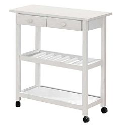 Bílý pojízdný kuchyňský regál z borovicového dřeva Støraa Alaska