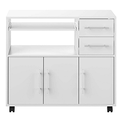 Bílý pojízdný kuchyňský úložný prostor s policemi TemaHome Marius