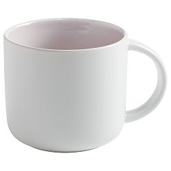 Bílý porcelánový hrnek s růžovým vnitřkem Maxwell & Williams Tint, 450 ml