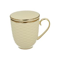 Bílý porcelánový hrnek se sítkem Duo Gift Basket, 400 ml