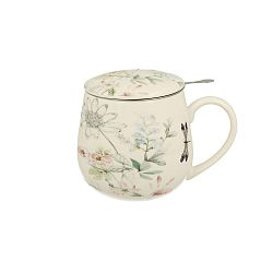 Bílý porcelánový hrnek se sítkem Duo Gift Hana, 430 ml