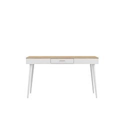 Bílý pracovní stůl s deskou v dekoru dubu Symbiosis Horizon