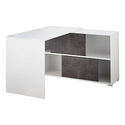 Bílý pracovní stůl s odkládacím stolkem Germania Altino