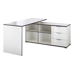 Bílý pracovní stůl s odkládacím stolkem s šuplíky Germania X