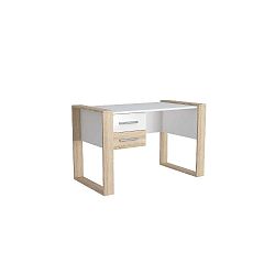 Bílý pracovní stůl se světle hnědými detaily Farley, šířka 124 cm