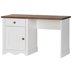 Bílý psací stůl s detaily v březovém dekoru Szynaka Meble Princessa