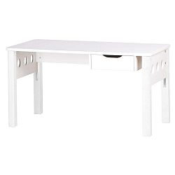 Bílý psací stůl z březového dřeva s nastavitelnou výškou Flexa