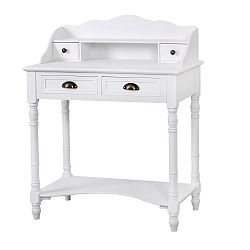 Bílý psací stůl z topolového dřeva Livin Hill Latina