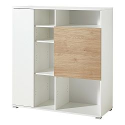 Bílý regál s detaily v dekoru dubového dřeva Germania Paseo