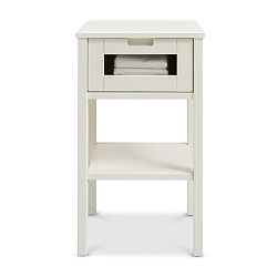 Bílý ručně vyráběný noční stolek z masivního březového dřeva Kiteen Haiku