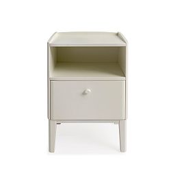 Bílý ručně vyráběný noční stolek  z masivního březového dřeva se zásuvkou Kiteen Matinea