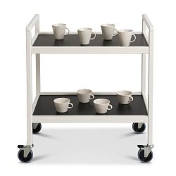 Bílý ručně vyráběný pojízdný vozík z masivního březového dřeva Kiteen Joki